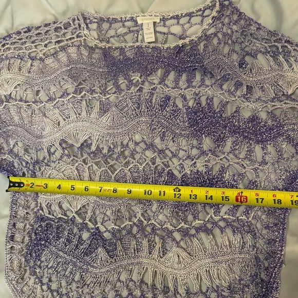 Chico’s Purple and White Crochet Knit Boho Festival Top - Picture 6 of 7